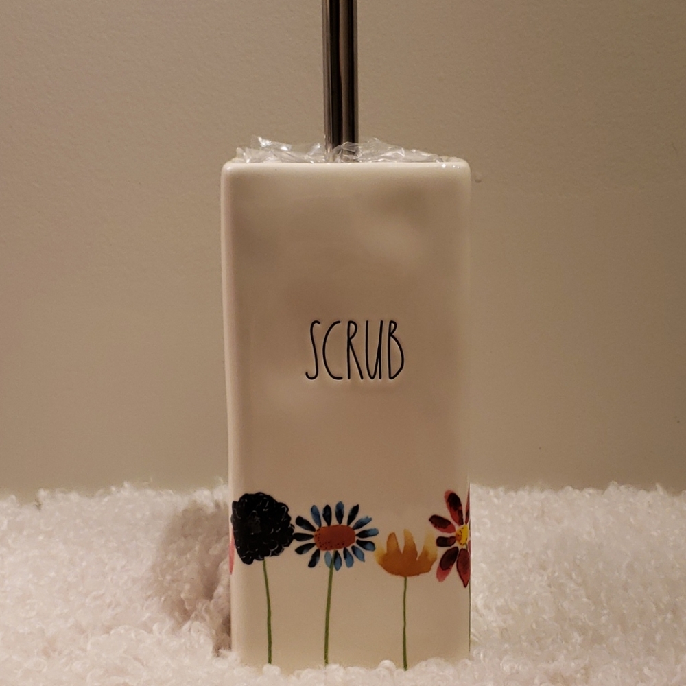 Rae dunn Floral SCRUB Toilet Scrub Brush